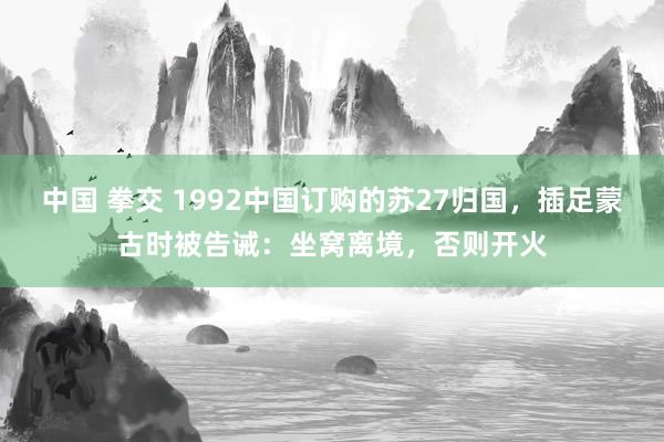 中国 拳交 1992中国订购的苏27归国，插足蒙古时被告诫：坐窝离境，否则开火