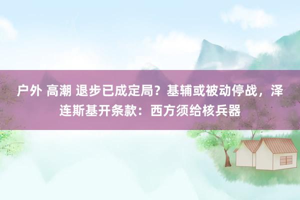户外 高潮 退步已成定局？基辅或被动停战，泽连斯基开条款：西方须给核兵器