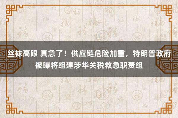 丝袜高跟 真急了！供应链危险加重，特朗普政府被曝将组建涉华关税救急职责组