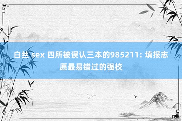 白丝 sex 四所被误认三本的985211: 填报志愿最易错过的强校
