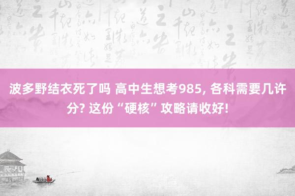 波多野结衣死了吗 高中生想考985, 各科需要几许分? 这份“硬核”攻略请收好!