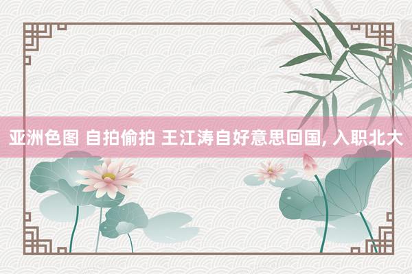 亚洲色图 自拍偷拍 王江涛自好意思回国, 入职北大