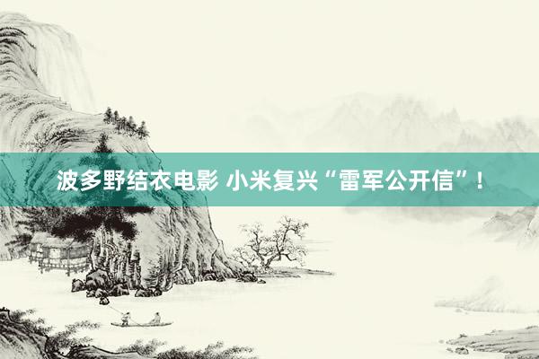 波多野结衣电影 小米复兴“雷军公开信”！